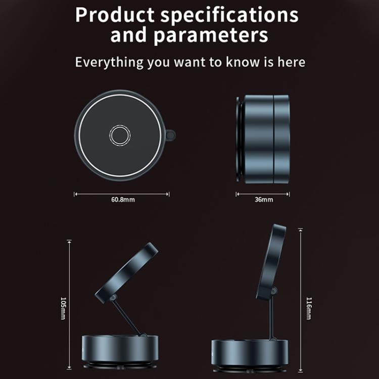 Q12 Foldable Vacuum MagSafe Magnetic Suction Cup Phone Holder(Black) - Universal Car Holders by buy2fix | Online Shopping UK | buy2fix