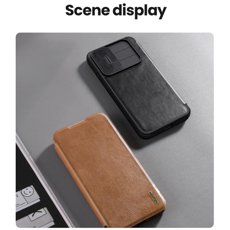 For Samsung Galaxy A56 5G NILLKIN QIN Series Pro Sliding Camera Cover Design Leather Phone Case(Black) - Galaxy Phone Cases by NILLKIN | Online Shopping UK | buy2fix