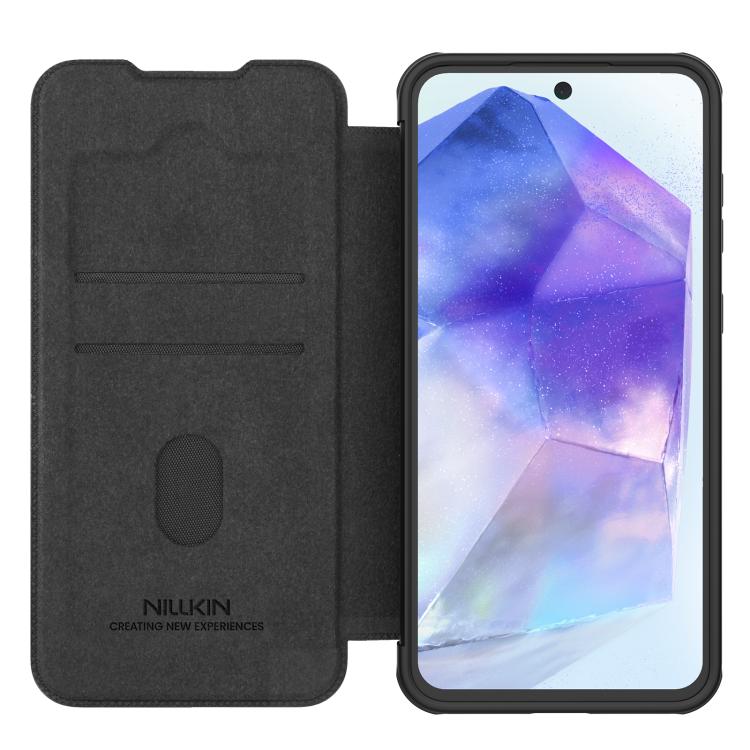 For Samsung Galaxy A56 5G NILLKIN QIN Series Pro Sliding Camera Cover Design Leather Phone Case(Black) - Galaxy Phone Cases by NILLKIN | Online Shopping UK | buy2fix