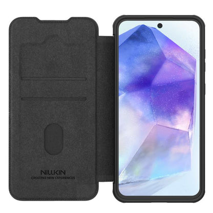 For Samsung Galaxy A56 5G NILLKIN QIN Series Pro Sliding Camera Cover Design Leather Phone Case(Black) - Galaxy Phone Cases by NILLKIN | Online Shopping UK | buy2fix