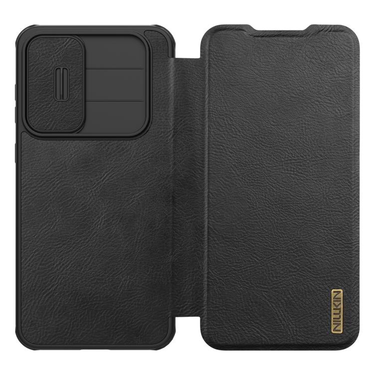 For Samsung Galaxy A56 5G NILLKIN QIN Series Pro Sliding Camera Cover Design Leather Phone Case(Black) - Galaxy Phone Cases by NILLKIN | Online Shopping UK | buy2fix