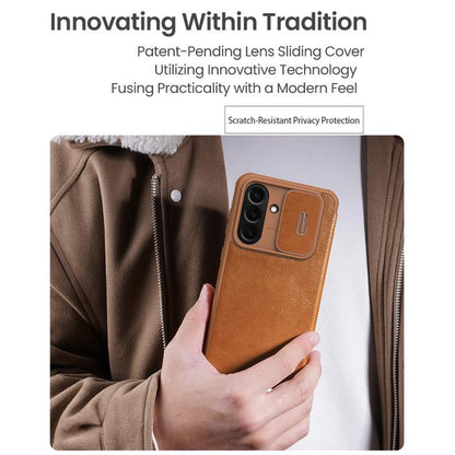 For Samsung Galaxy A56 5G NILLKIN QIN Series Pro Sliding Camera Cover Design Leather Phone Case(Black) - Galaxy Phone Cases by NILLKIN | Online Shopping UK | buy2fix