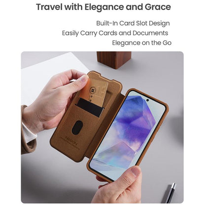 For Samsung Galaxy A56 5G NILLKIN QIN Series Pro Sliding Camera Cover Design Leather Phone Case(Black) - Galaxy Phone Cases by NILLKIN | Online Shopping UK | buy2fix