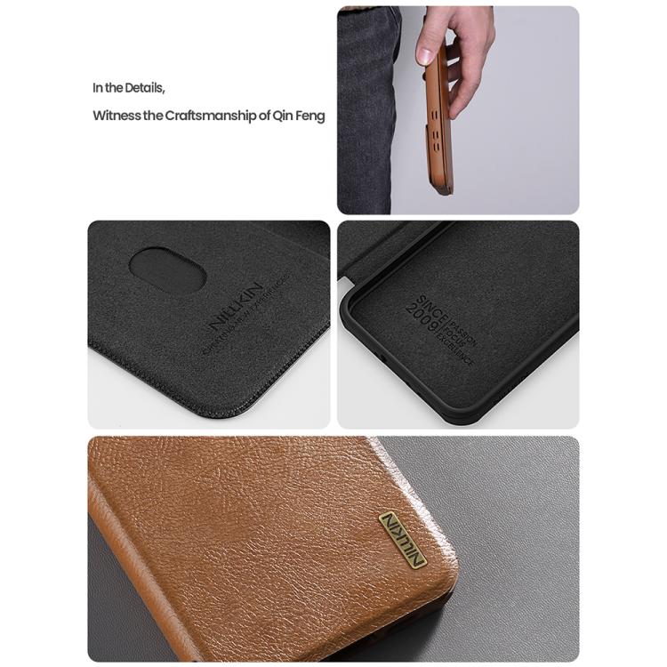 For Samsung Galaxy A56 5G NILLKIN QIN Series Pro Sliding Camera Cover Design Leather Phone Case(Black) - Galaxy Phone Cases by NILLKIN | Online Shopping UK | buy2fix