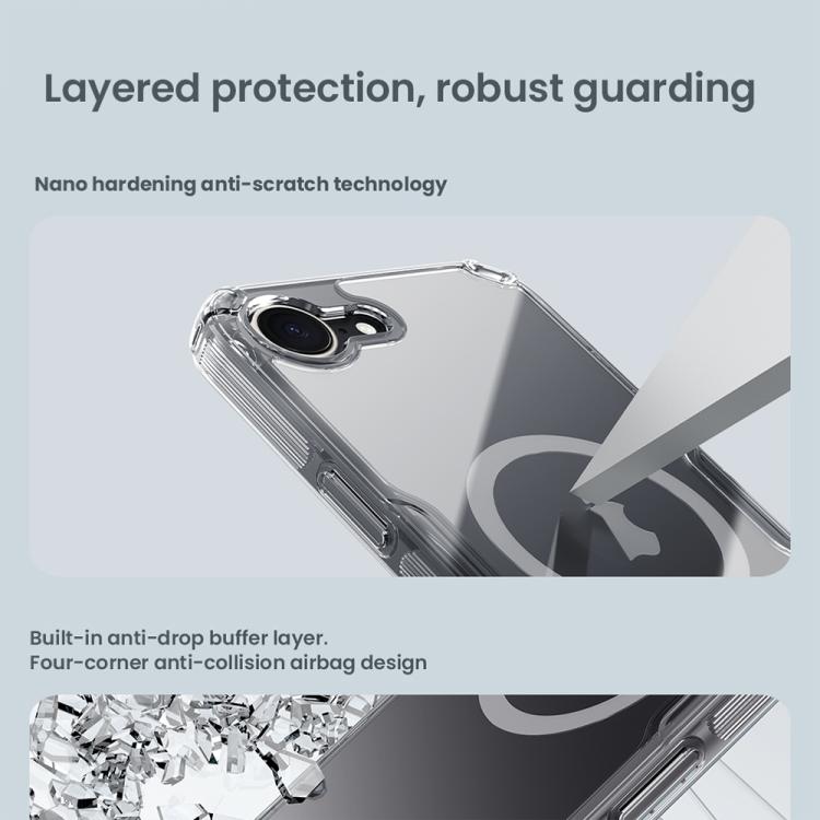 For iPhone 16e NILLKIN Ultra Clear Magnetic PC + TPU Phone Case(Transparent) - iPhone 16e Cases by NILLKIN | Online Shopping UK | buy2fix