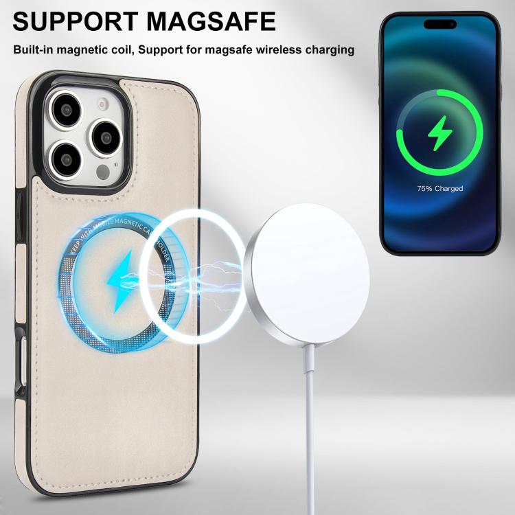 For iPhone 16 Pro Max Zipper Wallet Split MagSafe Leather Back Phone Case(White) - iPhone 16 Pro Max Cases by buy2fix | Online Shopping UK | buy2fix