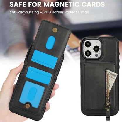 For iPhone 16 Pro Zipper Wallet Split MagSafe Leather Back Phone Case(Black) - iPhone 16 Pro Cases by buy2fix | Online Shopping UK | buy2fix