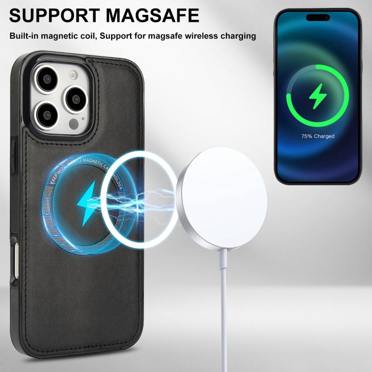 For iPhone 16 Pro Zipper Wallet Split MagSafe Leather Back Phone Case(Black) - iPhone 16 Pro Cases by buy2fix | Online Shopping UK | buy2fix