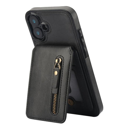 For iPhone 16 Plus Zipper Wallet Split MagSafe Leather Back Phone Case(Black) - iPhone 16 Plus Cases by buy2fix | Online Shopping UK | buy2fix
