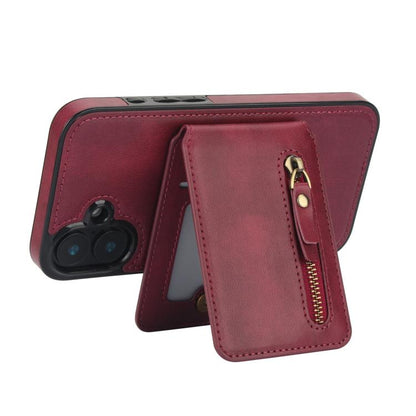 For iPhone 16 Zipper Wallet Split MagSafe Leather Back Phone Case(Red) - iPhone 16 Cases by buy2fix | Online Shopping UK | buy2fix