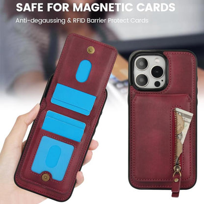 For iPhone 15 Pro Max Zipper Wallet Split MagSafe Leather Back Phone Case(Red) - iPhone 15 Pro Max Cases by buy2fix | Online Shopping UK | buy2fix