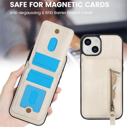 For iPhone 15 Plus Zipper Wallet Split MagSafe Leather Back Phone Case(White) - iPhone 15 Plus Cases by buy2fix | Online Shopping UK | buy2fix
