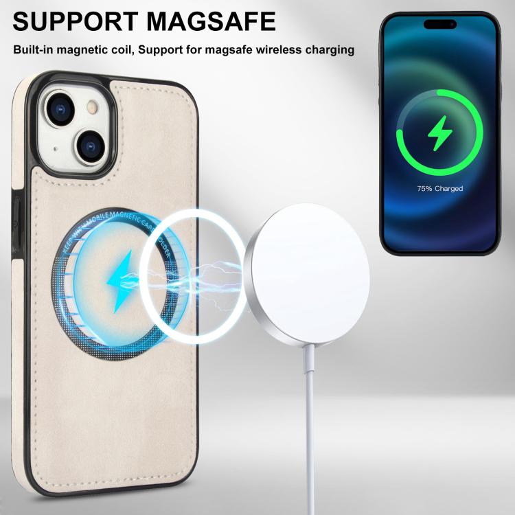 For iPhone 15 Plus Zipper Wallet Split MagSafe Leather Back Phone Case(White) - iPhone 15 Plus Cases by buy2fix | Online Shopping UK | buy2fix