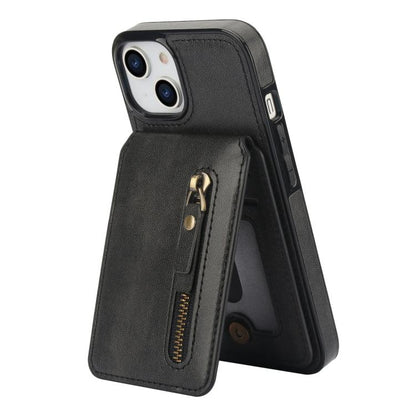 For iPhone 15 Zipper Wallet Split MagSafe Leather Back Phone Case(Black) - iPhone 15 Cases by buy2fix | Online Shopping UK | buy2fix
