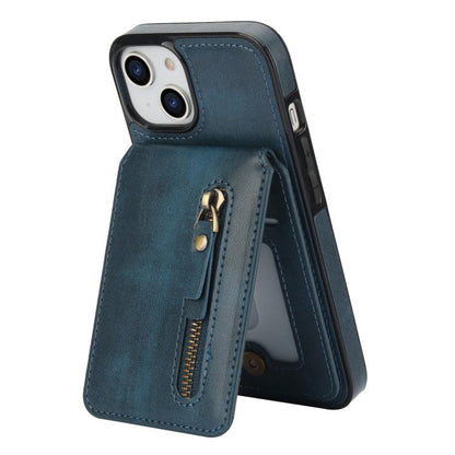 For iPhone 15 Zipper Wallet Split MagSafe Leather Back Phone Case(Blue) - iPhone 15 Cases by buy2fix | Online Shopping UK | buy2fix