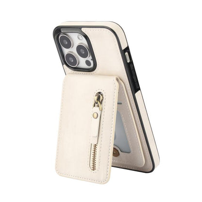 For iPhone 14 Pro Max Zipper Wallet Split MagSafe Leather Back Phone Case(White) - iPhone 14 Pro Max Cases by buy2fix | Online Shopping UK | buy2fix