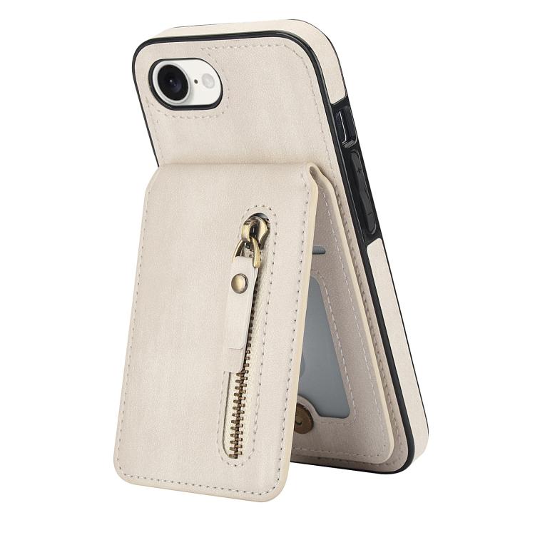 For iPhone 7 / 8 / SE 2022 Zipper Wallet Split MagSafe Leather Back Phone Case(White) - iPhone SE 2022 / 2020 / 8 / 7 Cases by buy2fix | Online Shopping UK | buy2fix