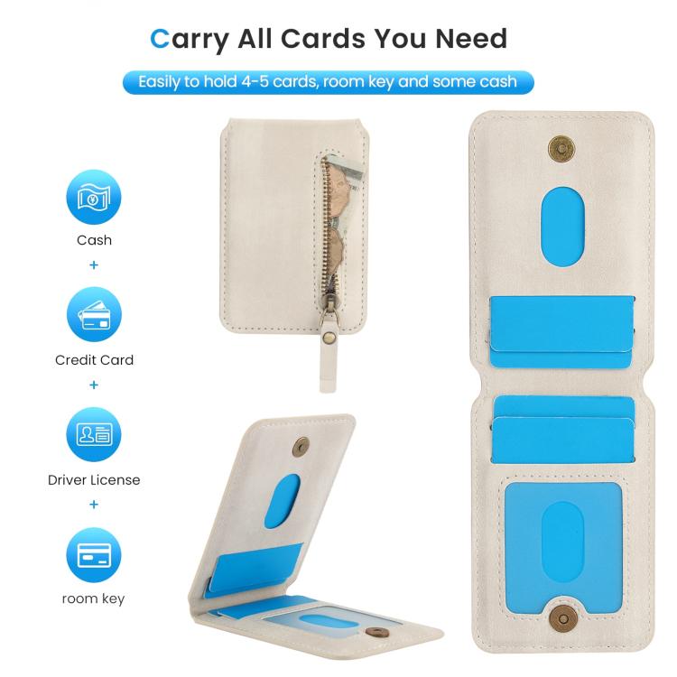 For iPhone 7 / 8 / SE 2022 Zipper Wallet Split MagSafe Leather Back Phone Case(White) - iPhone SE 2022 / 2020 / 8 / 7 Cases by buy2fix | Online Shopping UK | buy2fix