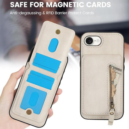 For iPhone 7 / 8 / SE 2022 Zipper Wallet Split MagSafe Leather Back Phone Case(White) - iPhone SE 2022 / 2020 / 8 / 7 Cases by buy2fix | Online Shopping UK | buy2fix