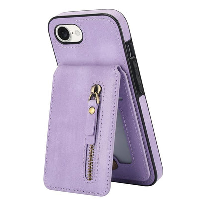 For iPhone 7 / 8 / SE 2022 Zipper Wallet Split MagSafe Leather Back Phone Case(Purple) - iPhone SE 2022 / 2020 / 8 / 7 Cases by buy2fix | Online Shopping UK | buy2fix