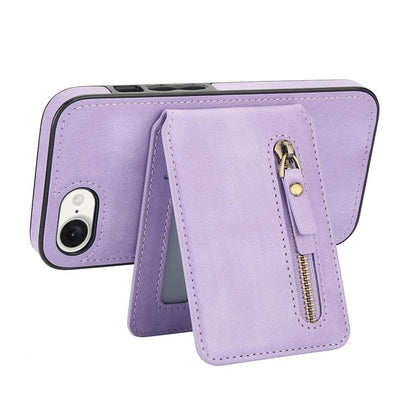 For iPhone 7 / 8 / SE 2022 Zipper Wallet Split MagSafe Leather Back Phone Case(Purple) - iPhone SE 2022 / 2020 / 8 / 7 Cases by buy2fix | Online Shopping UK | buy2fix