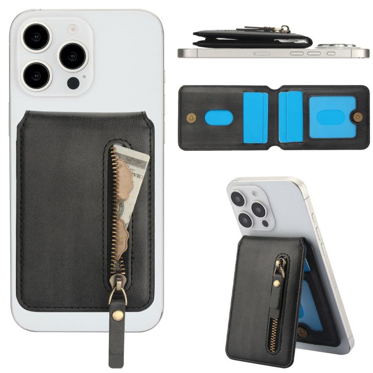 For iPhone 13 Pro Zipper Wallet Split MagSafe Leather Back Phone Case(Black) - iPhone 13 Pro Cases by buy2fix | Online Shopping UK | buy2fix