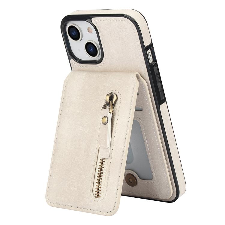 For iPhone 12 / 12 Pro Zipper Wallet Split MagSafe Leather Back Phone Case(White) - iPhone 12 / 12 Pro Cases by buy2fix | Online Shopping UK | buy2fix
