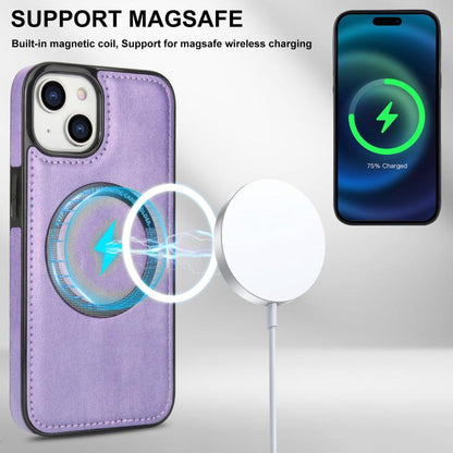 For iPhone 12 mini Zipper Wallet Split MagSafe Leather Back Phone Case(Purple) - iPhone 12 mini Cases by buy2fix | Online Shopping UK | buy2fix