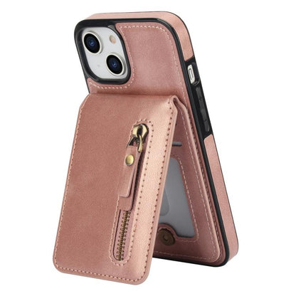 For iPhone 11 Zipper Wallet Split MagSafe Leather Back Phone Case(Rose Gold) - iPhone 11 Cases by buy2fix | Online Shopping UK | buy2fix
