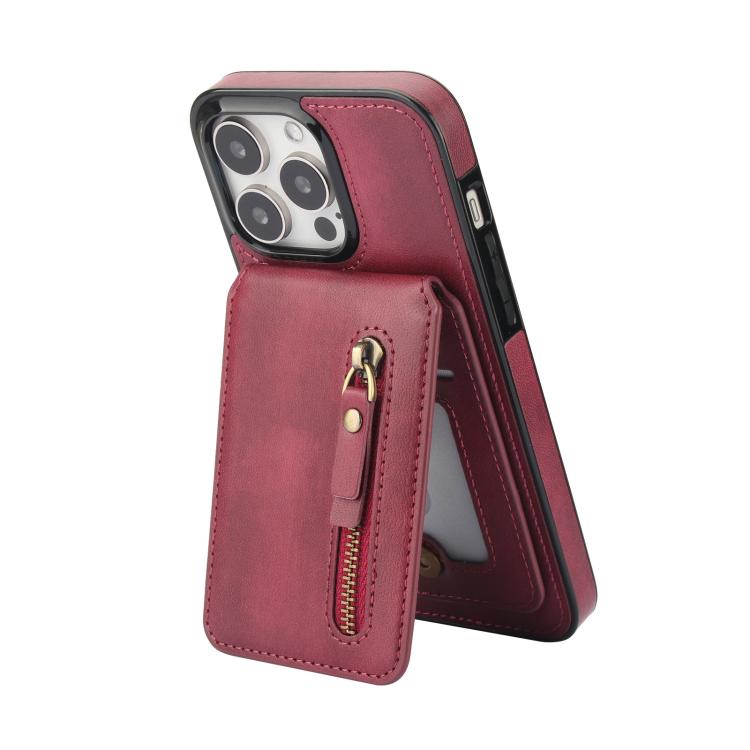 For iPhone 11 Pro Zipper Wallet Split MagSafe Leather Back Phone Case(Red) - iPhone 11 Pro Cases by buy2fix | Online Shopping UK | buy2fix