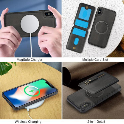 For iPhone X / XS Zipper Wallet Split MagSafe Leather Back Phone Case(Black) - More iPhone Cases by buy2fix | Online Shopping UK | buy2fix