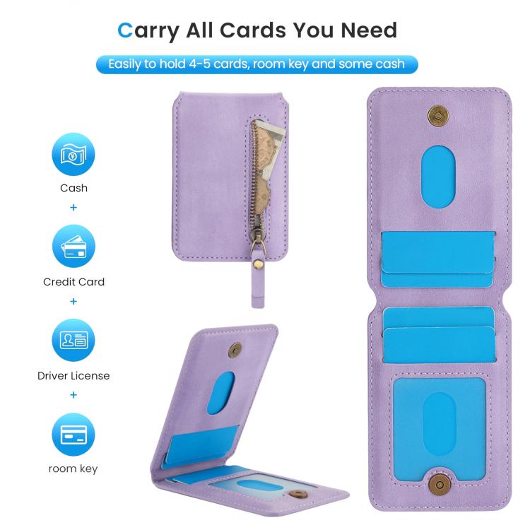 For iPhone X / XS Zipper Wallet Split MagSafe Leather Back Phone Case(Purple) - More iPhone Cases by buy2fix | Online Shopping UK | buy2fix