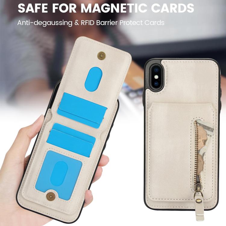 For iPhone XR Zipper Wallet Split MagSafe Leather Back Phone Case(White) - More iPhone Cases by buy2fix | Online Shopping UK | buy2fix