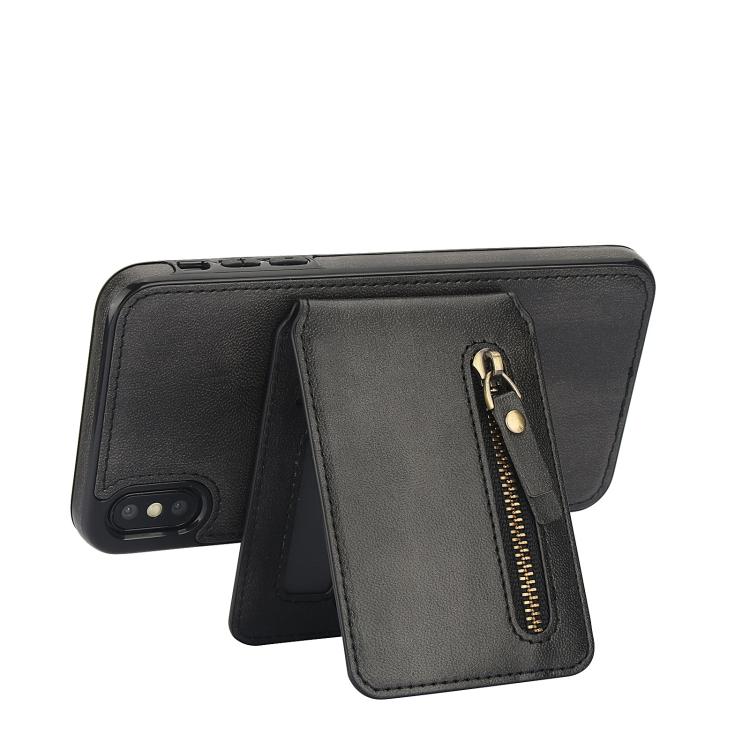 For iPhone XR Zipper Wallet Split MagSafe Leather Back Phone Case(Black) - More iPhone Cases by buy2fix | Online Shopping UK | buy2fix