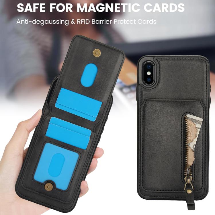 For iPhone XR Zipper Wallet Split MagSafe Leather Back Phone Case(Black) - More iPhone Cases by buy2fix | Online Shopping UK | buy2fix