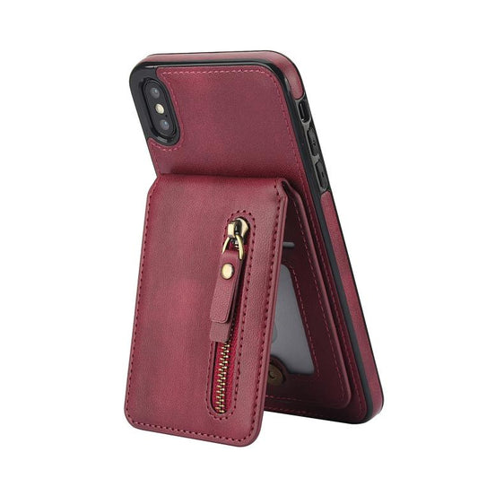 For iPhone XR Zipper Wallet Split MagSafe Leather Back Phone Case(Red) - More iPhone Cases by buy2fix | Online Shopping UK | buy2fix
