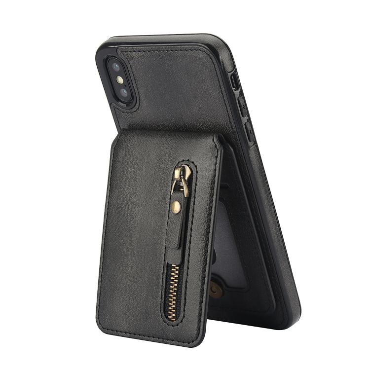 For iPhone XS Max Zipper Wallet Split MagSafe Leather Back Phone Case(Black) - More iPhone Cases by buy2fix | Online Shopping UK | buy2fix