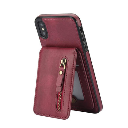 For iPhone XS Max Zipper Wallet Split MagSafe Leather Back Phone Case(Red) - More iPhone Cases by buy2fix | Online Shopping UK | buy2fix