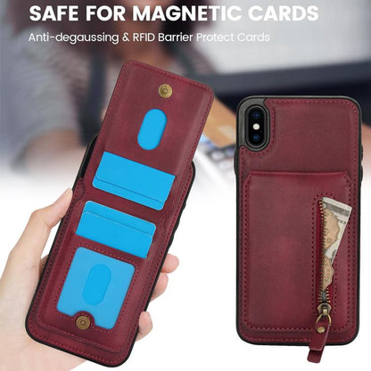 For iPhone XS Max Zipper Wallet Split MagSafe Leather Back Phone Case(Red) - More iPhone Cases by buy2fix | Online Shopping UK | buy2fix
