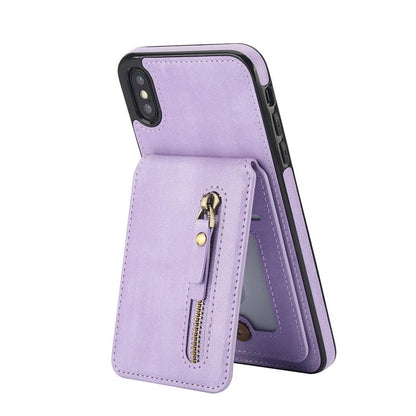 For iPhone XS Max Zipper Wallet Split MagSafe Leather Back Phone Case(Purple) - More iPhone Cases by buy2fix | Online Shopping UK | buy2fix