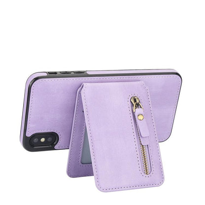 For iPhone XS Max Zipper Wallet Split MagSafe Leather Back Phone Case(Purple) - More iPhone Cases by buy2fix | Online Shopping UK | buy2fix