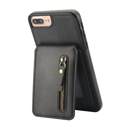 For iPhone 7 Plus / 8 Plus Zipper Wallet Split MagSafe Leather Back Phone Case(Black) - More iPhone Cases by buy2fix | Online Shopping UK | buy2fix