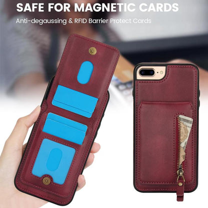 For iPhone 7 Plus / 8 Plus Zipper Wallet Split MagSafe Leather Back Phone Case(Red) - More iPhone Cases by buy2fix | Online Shopping UK | buy2fix
