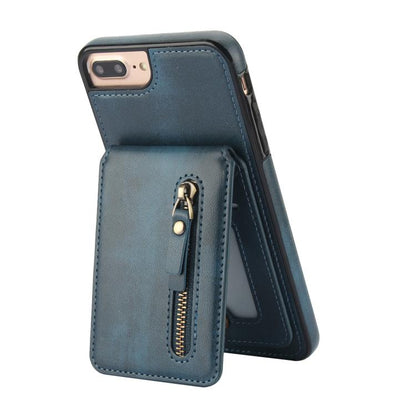 For iPhone 7 Plus / 8 Plus Zipper Wallet Split MagSafe Leather Back Phone Case(Blue) - More iPhone Cases by buy2fix | Online Shopping UK | buy2fix