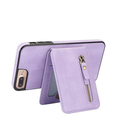For iPhone 7 Plus / 8 Plus Zipper Wallet Split MagSafe Leather Back Phone Case(Purple) - More iPhone Cases by buy2fix | Online Shopping UK | buy2fix