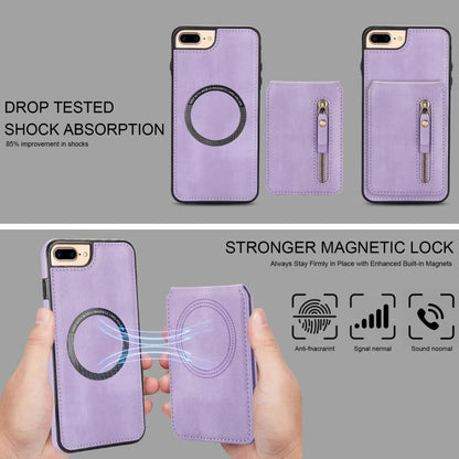 For iPhone 7 Plus / 8 Plus Zipper Wallet Split MagSafe Leather Back Phone Case(Purple) - More iPhone Cases by buy2fix | Online Shopping UK | buy2fix