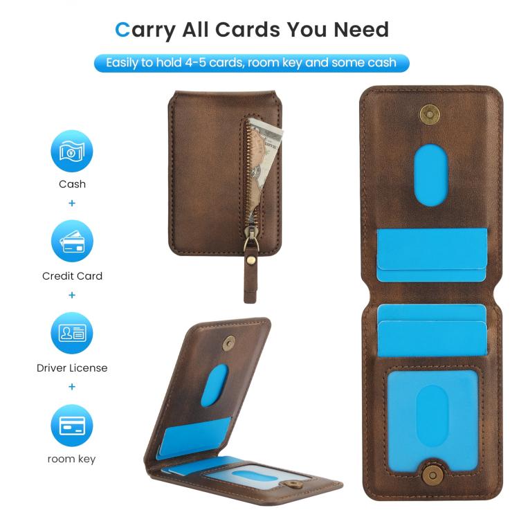 For iPhone 7 Plus / 8 Plus Zipper Wallet Split MagSafe Leather Back Phone Case(Brown) - More iPhone Cases by buy2fix | Online Shopping UK | buy2fix