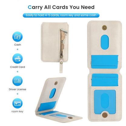 For iPhone 16e Zipper Wallet Split MagSafe Leather Back Phone Case(White) - iPhone 16e Cases by buy2fix | Online Shopping UK | buy2fix