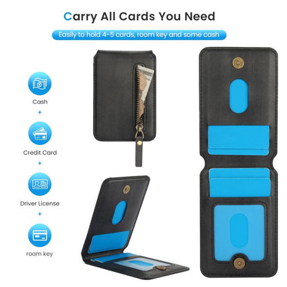 For iPhone 16e Zipper Wallet Split MagSafe Leather Back Phone Case(Black) - iPhone 16e Cases by buy2fix | Online Shopping UK | buy2fix