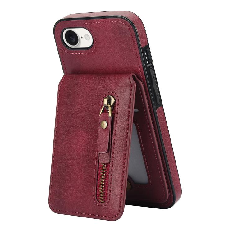 For iPhone 16e Zipper Wallet Split MagSafe Leather Back Phone Case(Red) - iPhone 16e Cases by buy2fix | Online Shopping UK | buy2fix